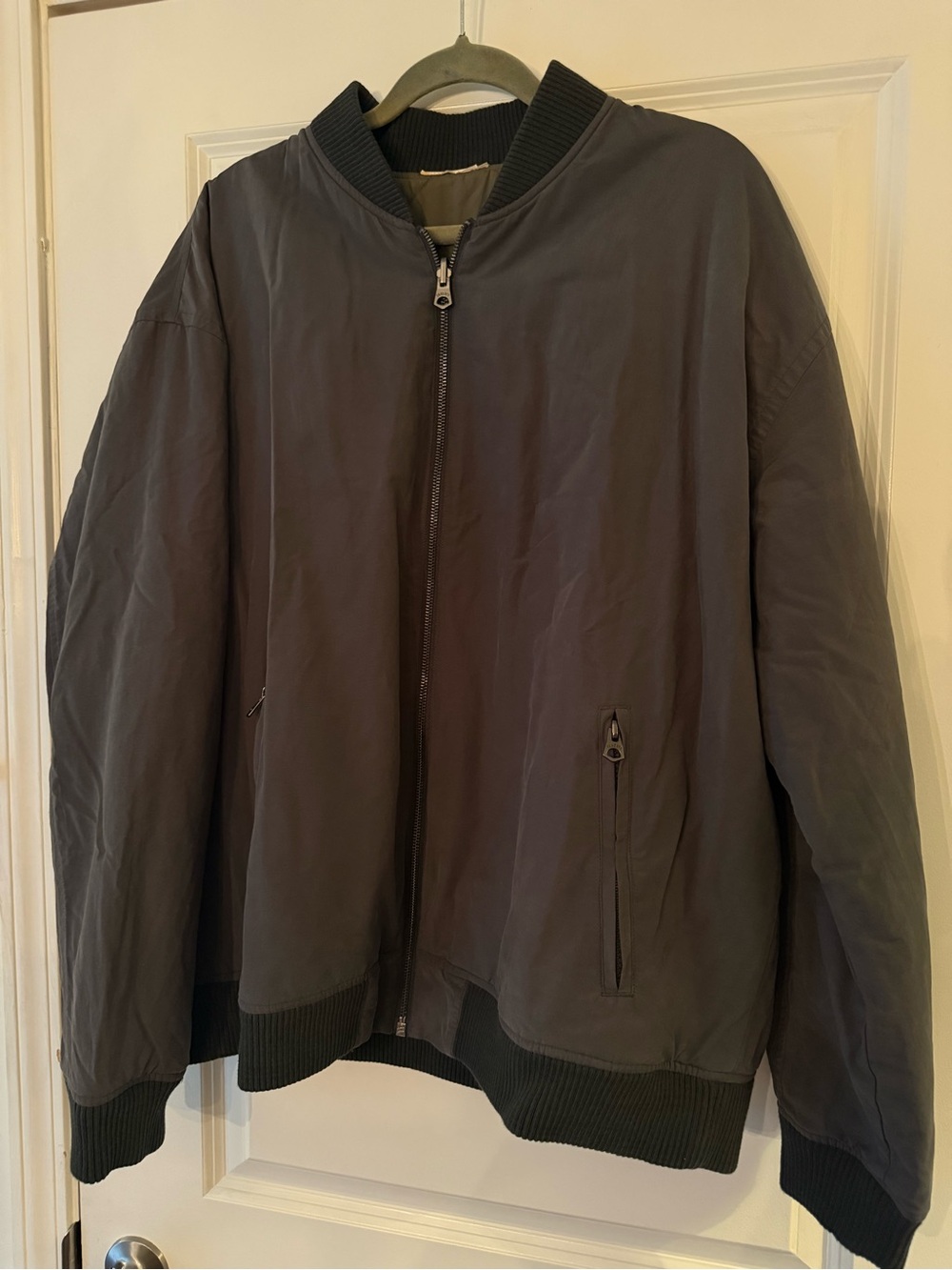 Faherty Charcoal & Sage Reversible Surplus Bomber Jacket - Picture 3 of 5
